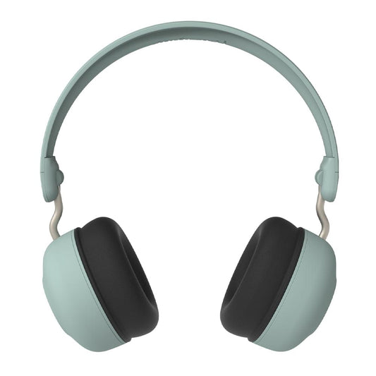 Dusty green over-ear Bluetooth headphones with padded ear cups