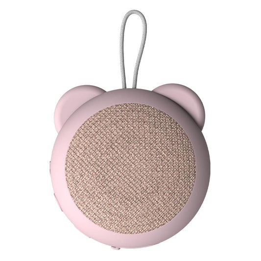 Kreafunk kids Bluetooth speaker in dusty rose with bear-ear design and top handle