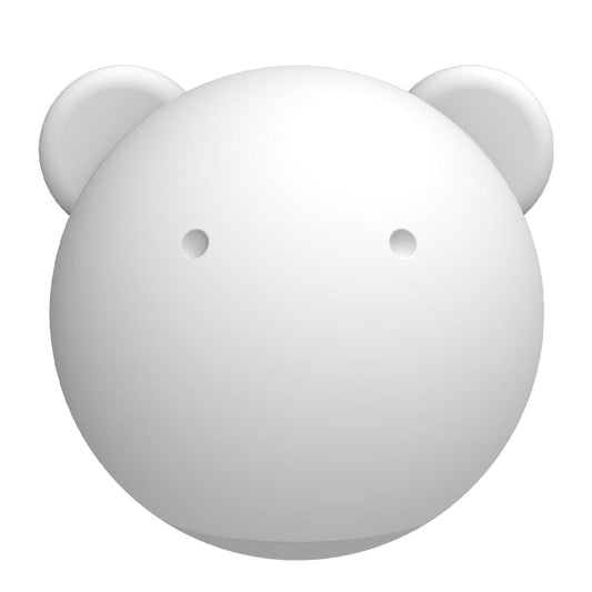 White bear-faced blob lamp with round ears and two small eye holes