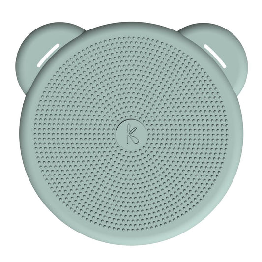 Dusty green kid's wireless Qi charger with bear-ear round design