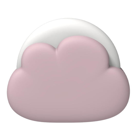 Dusty rose cloud-shaped kids night light with white halo base