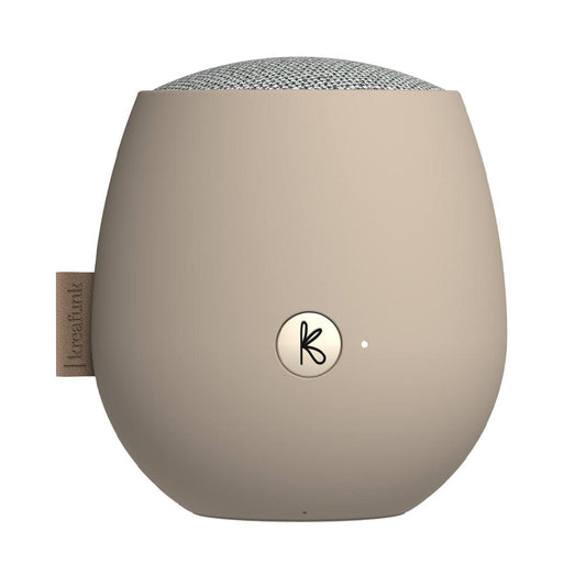 Kreafunk Ajazz 2 Bluetooth speaker, ivory sand body with fabric top and circular K logo