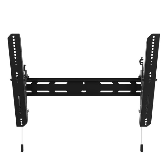 Black TV tilting mount frame with two vertical brackets and mounting holes