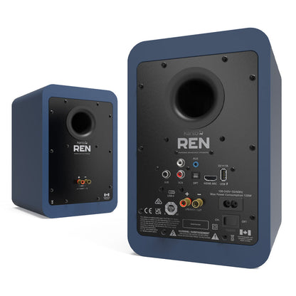 Kanto REN 200W Powered Bookshelf Speakers with HDMI ARC, USB-C, and Bluetooth 5.3 - Matte Blue, Pair