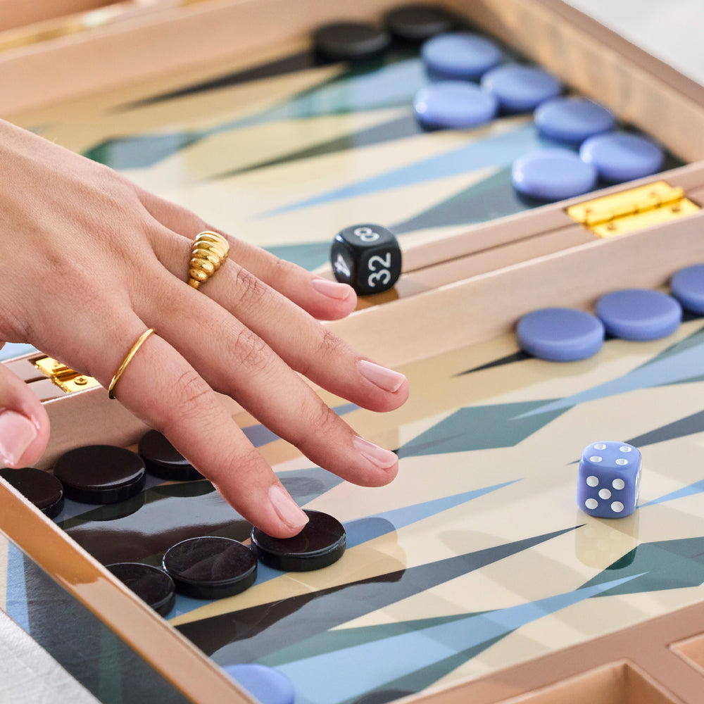 Printworks Lacquered Backgammon-Blue