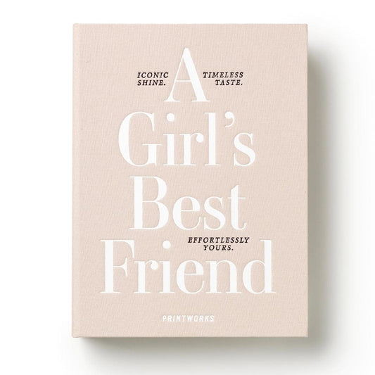 Beige medium jewelry box with “Girls Best Friend” text and small logo