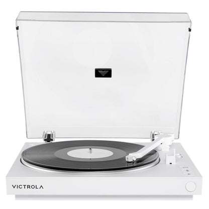 Victrola Automatic Turntable + Victrola Tempo Bookshelf Speakers Bundle - White