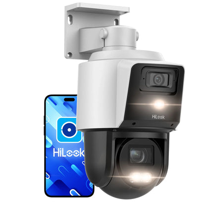 HiLook PTZ-ND4404/SL#AUS TandemVu 4MP+4MP 4X PoE+ PTZ Network Camera with Dual Lens, DarkFighter, Strobe & Audio Alarm