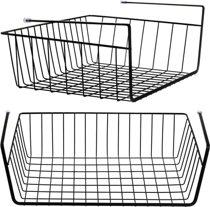 Closet Hanging Basket - 2 Pieces - Hanging Baskets - Storage Baskets - Cabinet Baskets - Tidy Hanging Basket - Hanging Basket for Closet - Hanging Basket for Under Shelf - Organizer - Desk and Kitchen Cabinet Organizer - Hanging - No Drilling Required - M