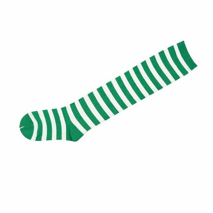 Knee High Socks Striped Ladies Long Womens Green White Stripe AU Stock