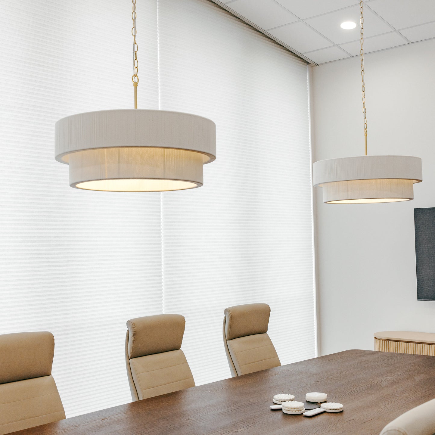 Sorrento Double Tiered Rope Chandelier - White/Gold