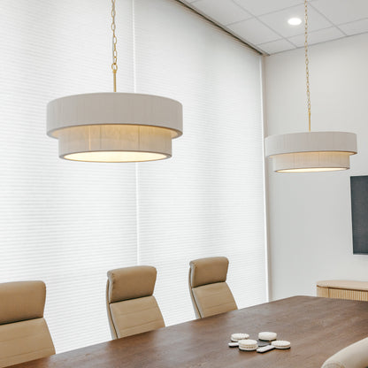 Sorrento Double Tiered Rope Chandelier - White/Gold