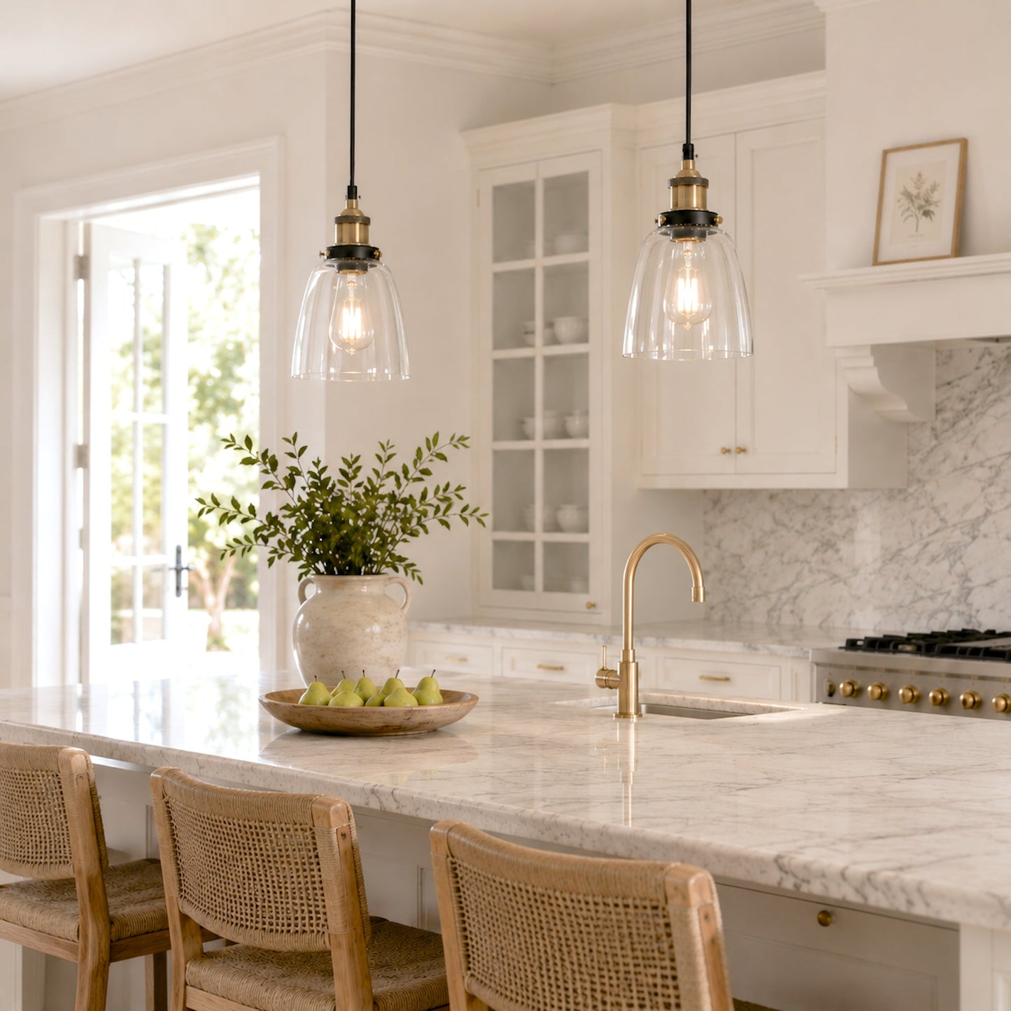 Lucy Glass Pendant Light - Brass