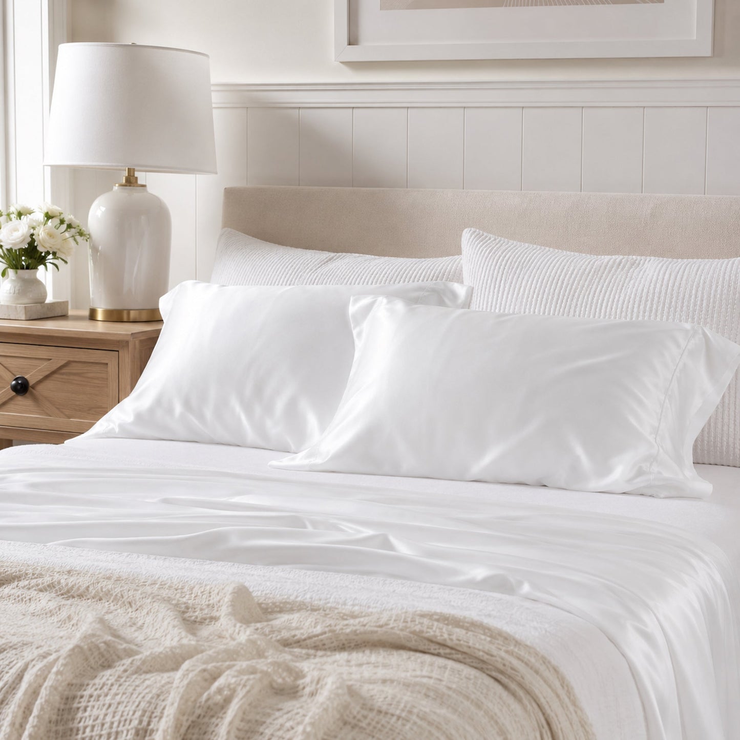 Silky Soft Bamboo Pillowcase Set - White