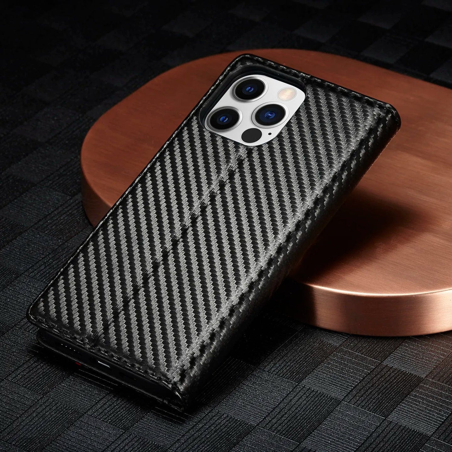 iPhone 15 Carbon Fiber Wallet Case