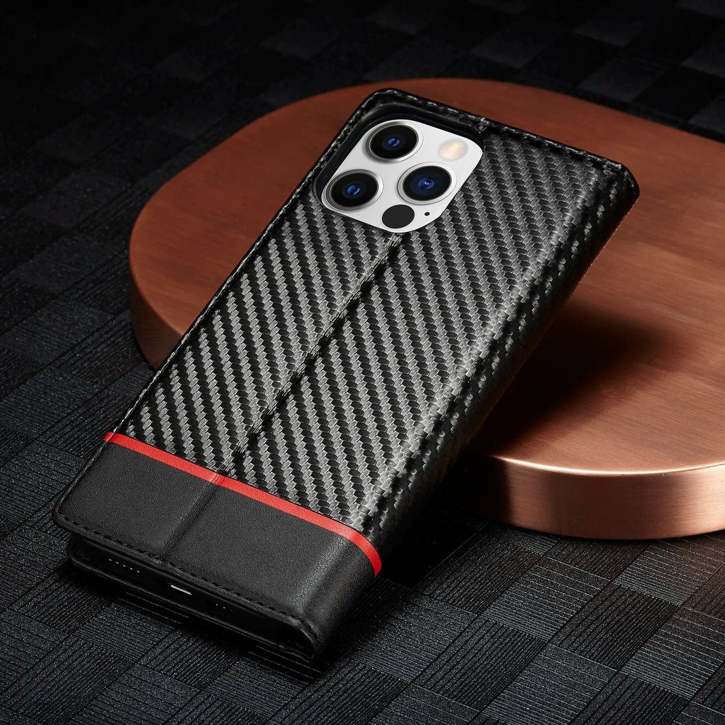 iPhone 15 Carbon Fiber Wallet Case