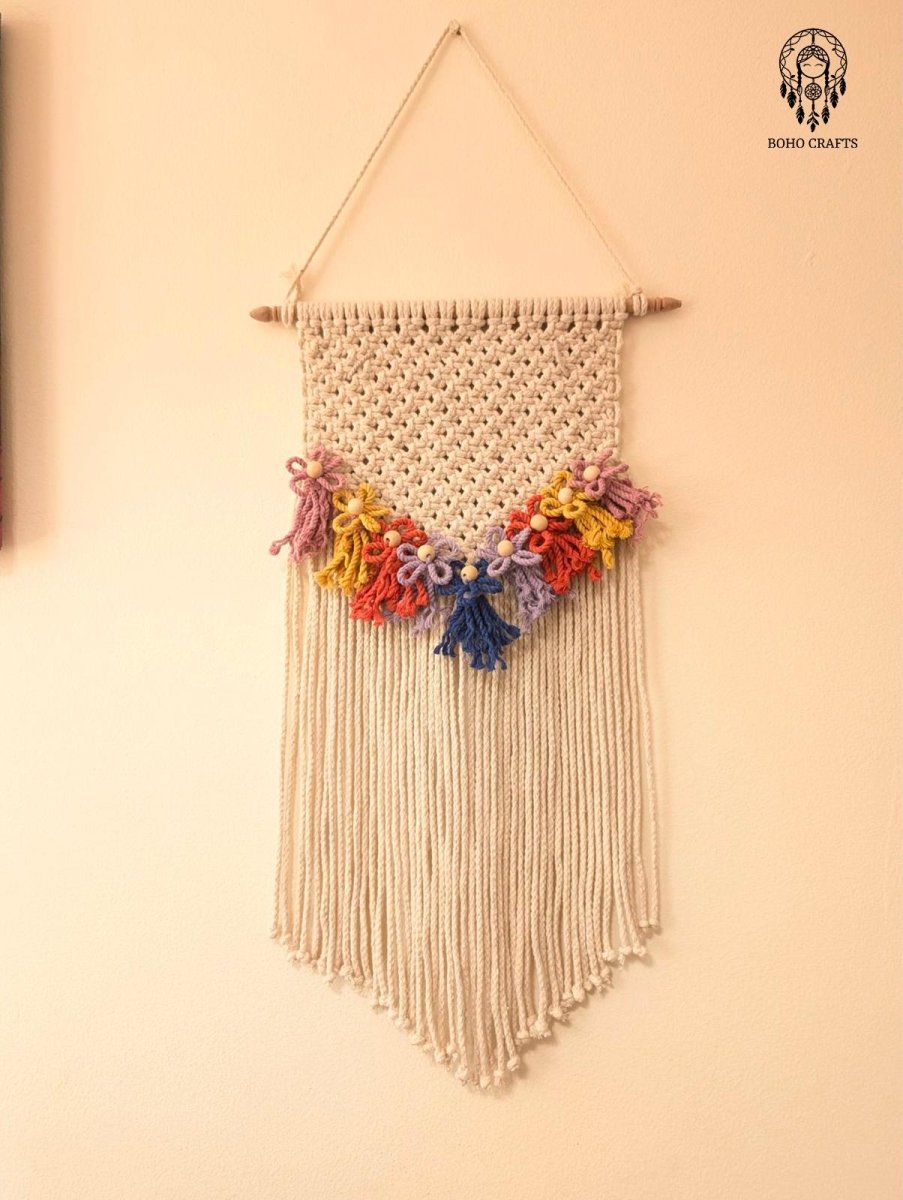 Macrame Photo and Flower Wall Hanging with Jewellery Holder