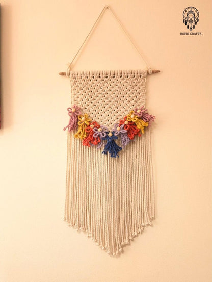 Macrame Photo and Flower Wall Hanging with Jewellery Holder