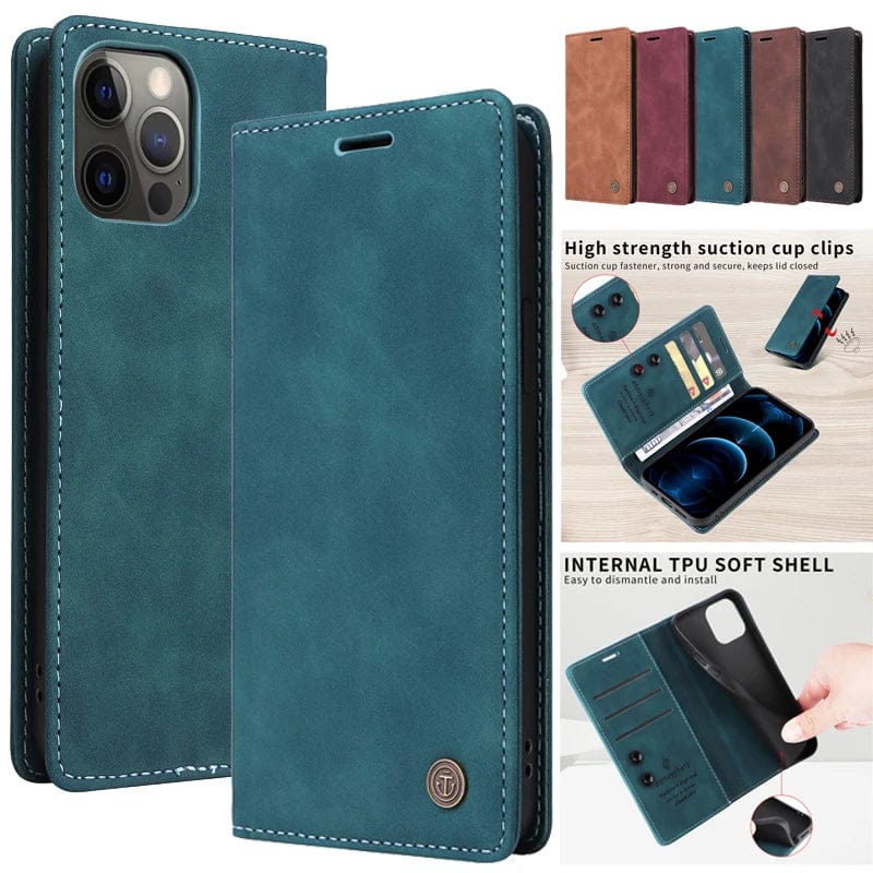 iPhone Magnetic Leather Wallet Case