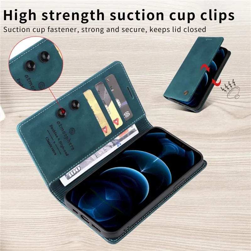 iPhone Magnetic Leather Wallet Case
