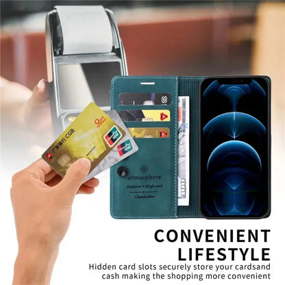 iPhone Magnetic Leather Wallet Case
