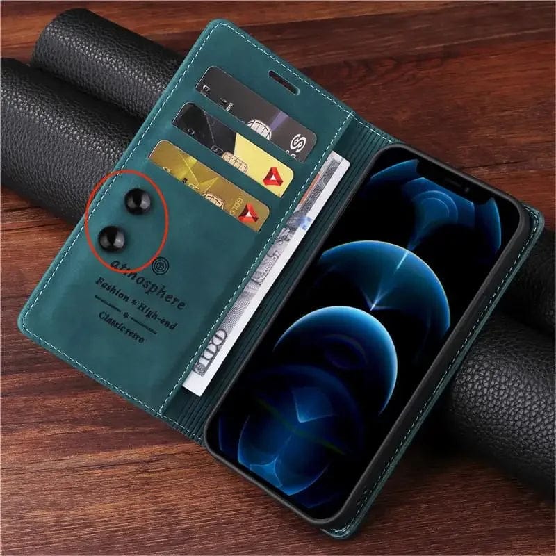 iPhone Magnetic Leather Wallet Case