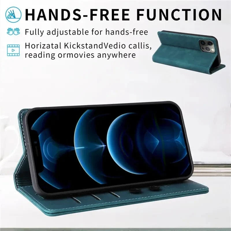 iPhone Magnetic Leather Wallet Case