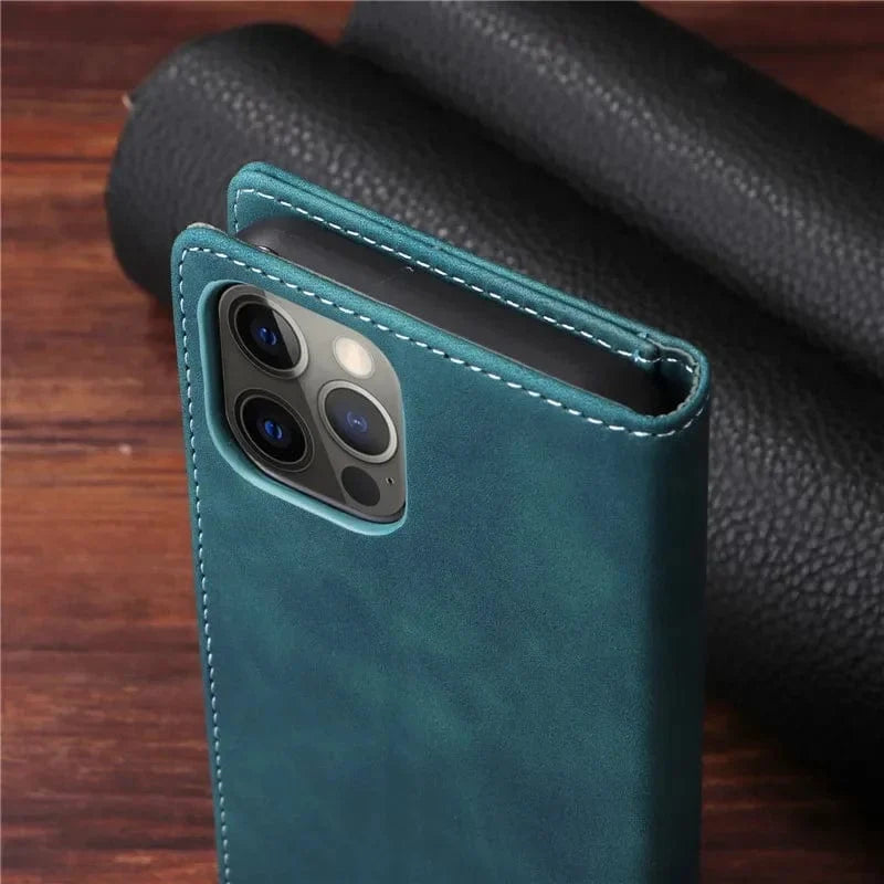 iPhone Magnetic Leather Wallet Case