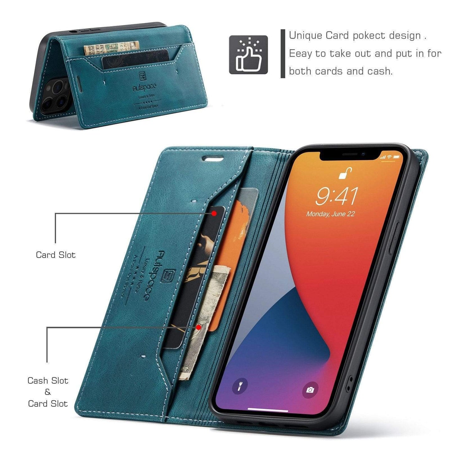 RFID iPhone Leather Wallet Case