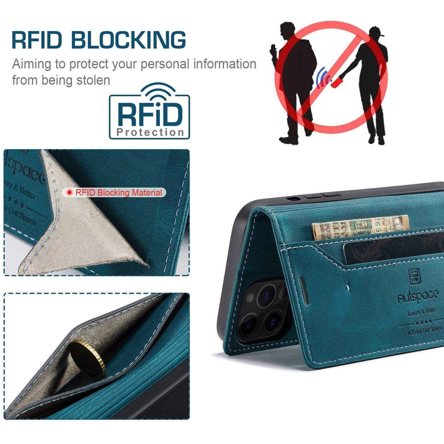 RFID iPhone Leather Wallet Case