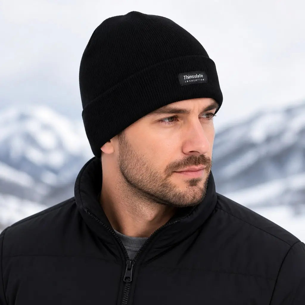 Men's Thinsulate Insulated Polar Fleece Beanie Winter Thermal Knit Hat