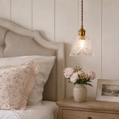 Mia Vintage Scallop Edge Glass Pendant Light