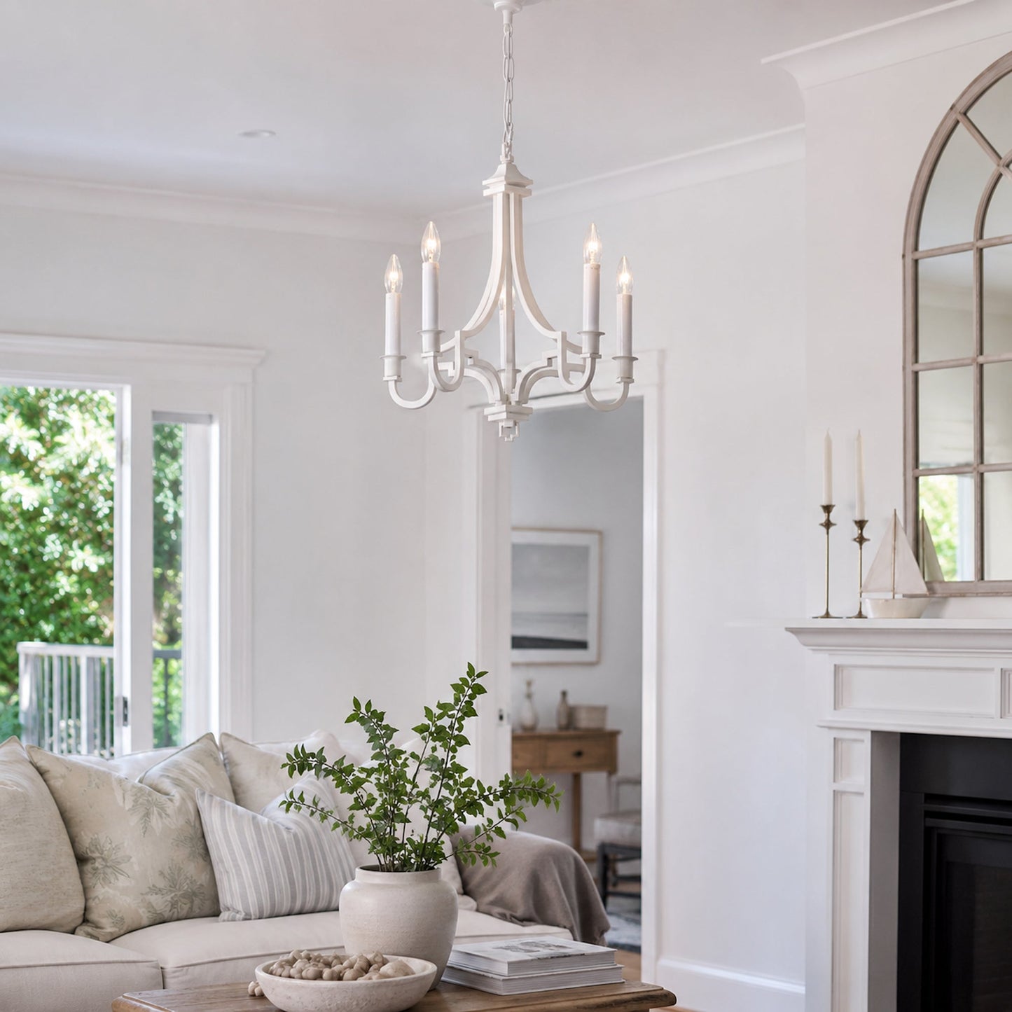 Kalani Modern Chandelier 5 Light - White