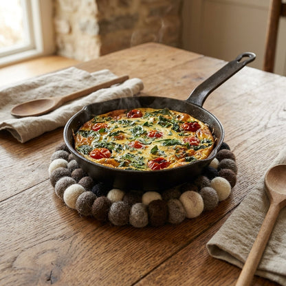 Monochrome Pebble Wool Felt Trivet Heat Mat – Handmade Pot Mat