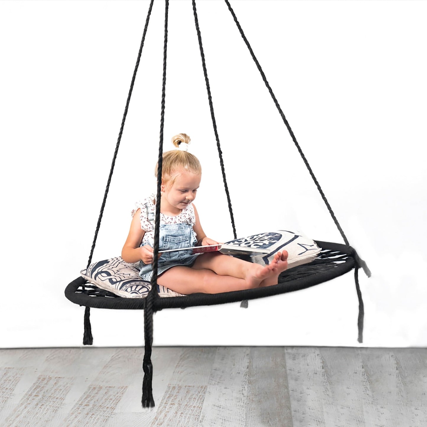 Morocco Macrame Hanging Hammock Swing - Black