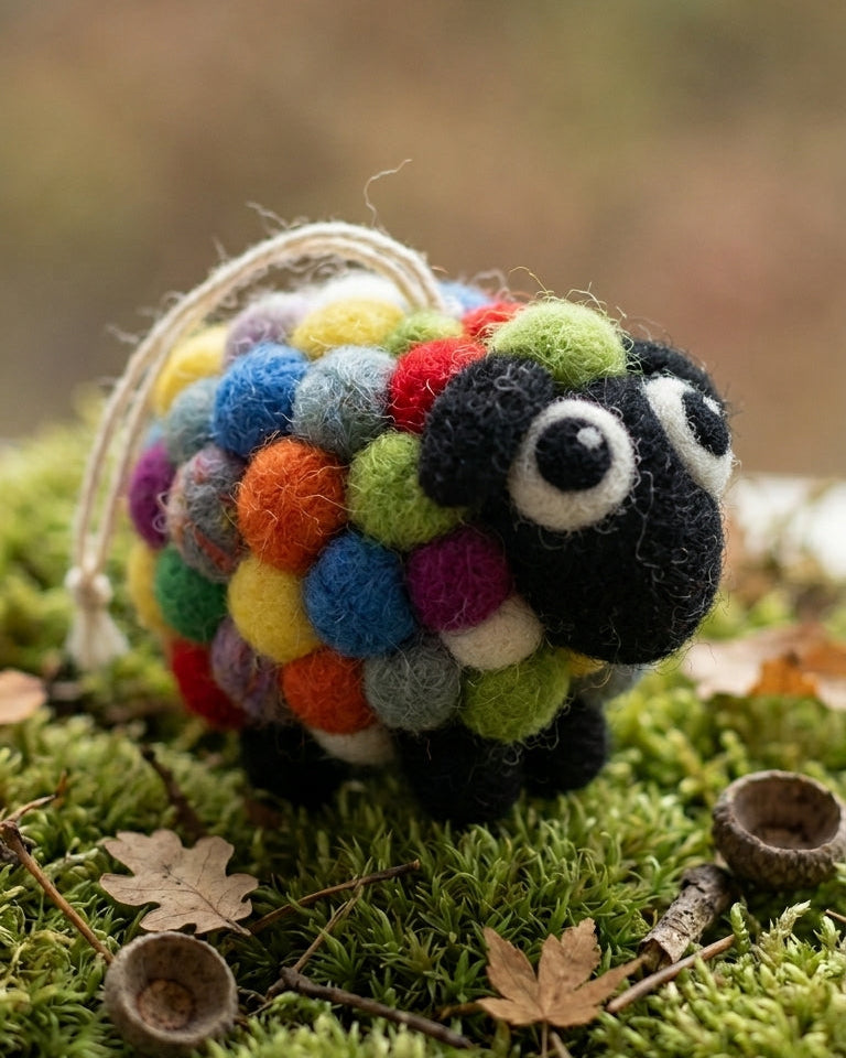 Handmade Wool Felt Colourful Sheep Ornament