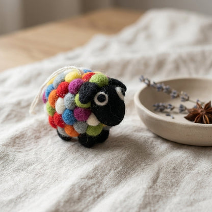 Handmade Wool Felt Colourful Sheep Ornament