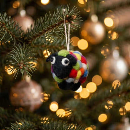 Handmade Wool Felt Colourful Sheep Ornament