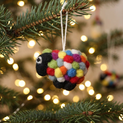 Handmade Wool Felt Colourful Sheep Ornament