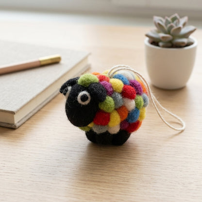 Handmade Wool Felt Colourful Sheep Ornament
