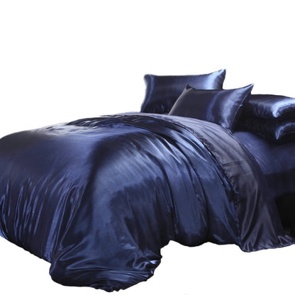 Satin Quilt Cover - Navy Blue - King Size