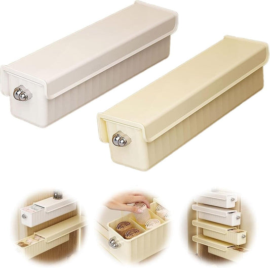 Set of wall-mounted storage boxes with metal fastener for underwear and accessories