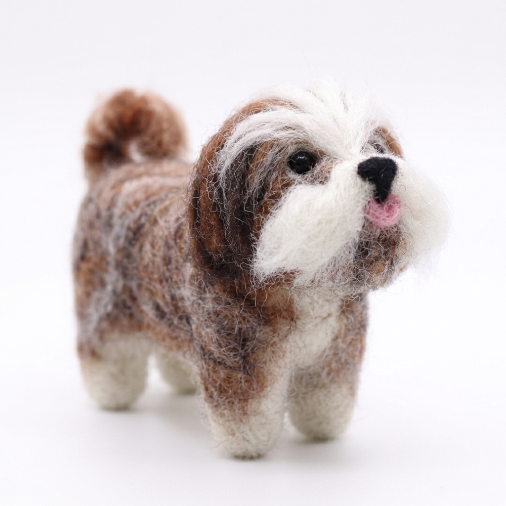 Handmade Wool Felt Shih Tzu Dog Ornament