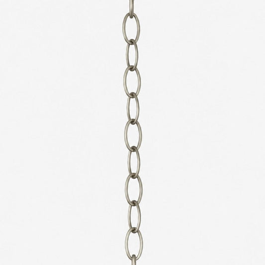 Brushed nickel chain extension with oval metal links, hanging length