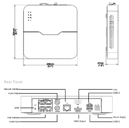 Uniarch Surveillance Kit with 2x Uniarch 8MP Turret NW Camera and 4CH NVR with PoE Switch plus 2TB HDD