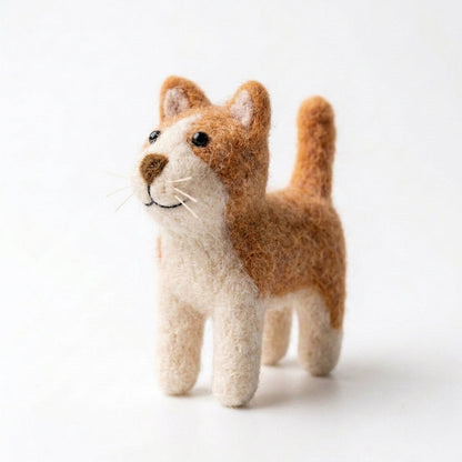 Handmade Wool Felt Orange Cat Ornament