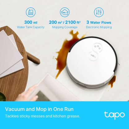 TP-Link Tapo RV10 Plus Robot Vacuum and Mop with Smart Auto-Empty Dock | 2000Pa Suction | Zigzag Path Planning | 3-Level Mopping | 3-Hour Runtime | App & Voice Control – TAPO-RV10-PLUS