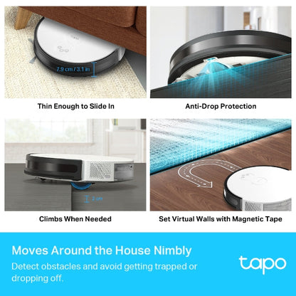 TP-Link Tapo RV10 Plus Robot Vacuum and Mop with Smart Auto-Empty Dock | 2000Pa Suction | Zigzag Path Planning | 3-Level Mopping | 3-Hour Runtime | App & Voice Control – TAPO-RV10-PLUS