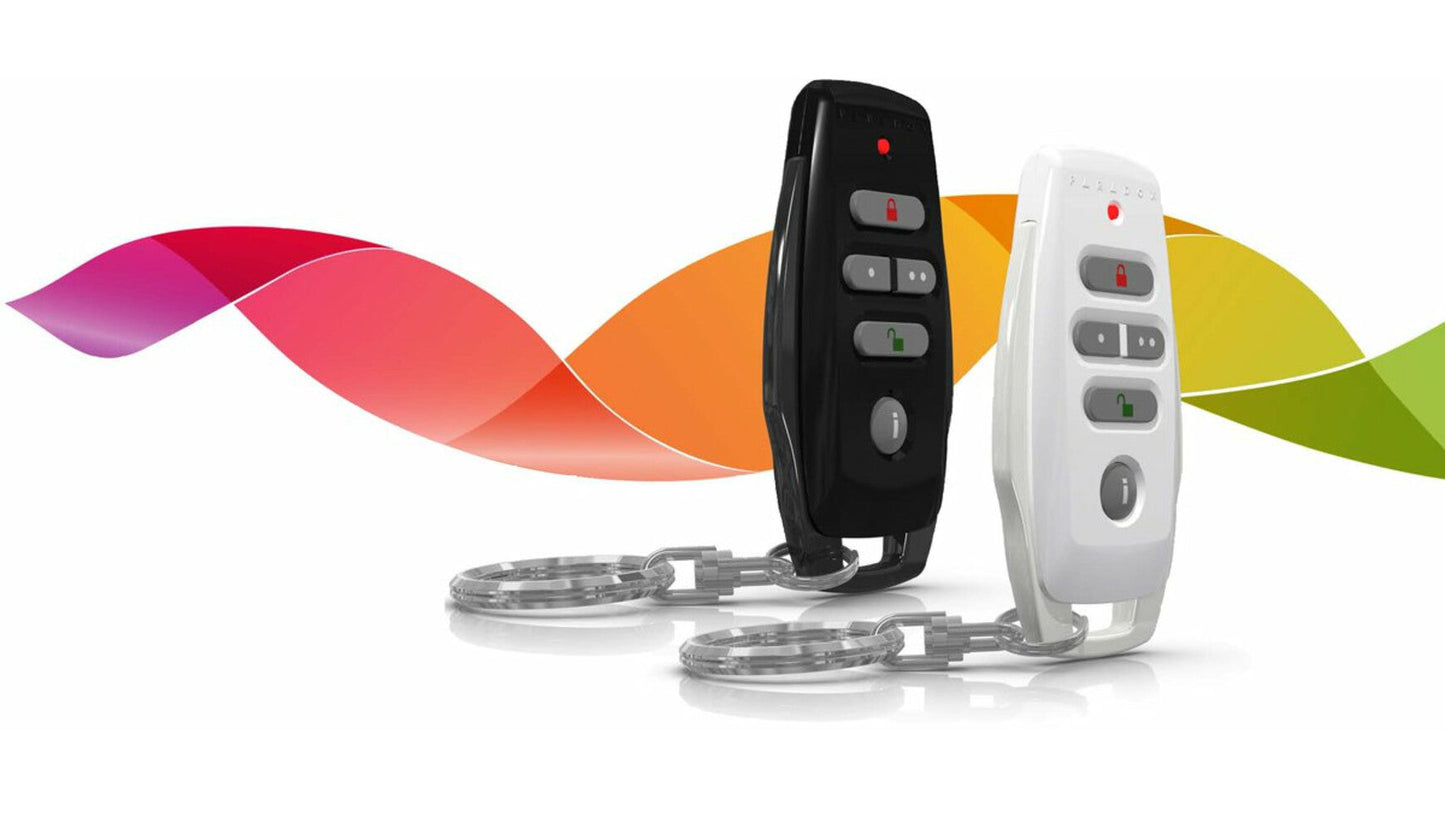 Paradox REM25 Two-Way Wireless Remote Control – Slim Black/white Design, 433MHz | Secure Arm/Disarm, Visual & Audio Feedback