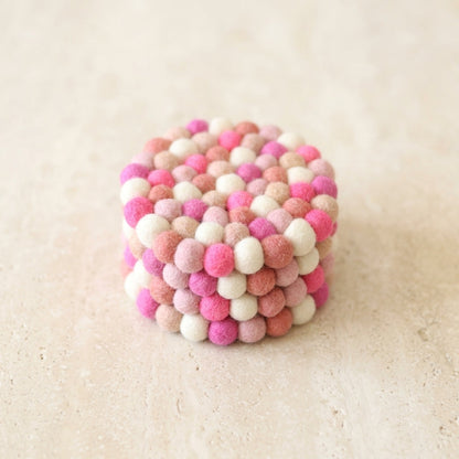 Berry Pop / Pink Wool Felt Coasters – Set of 4
